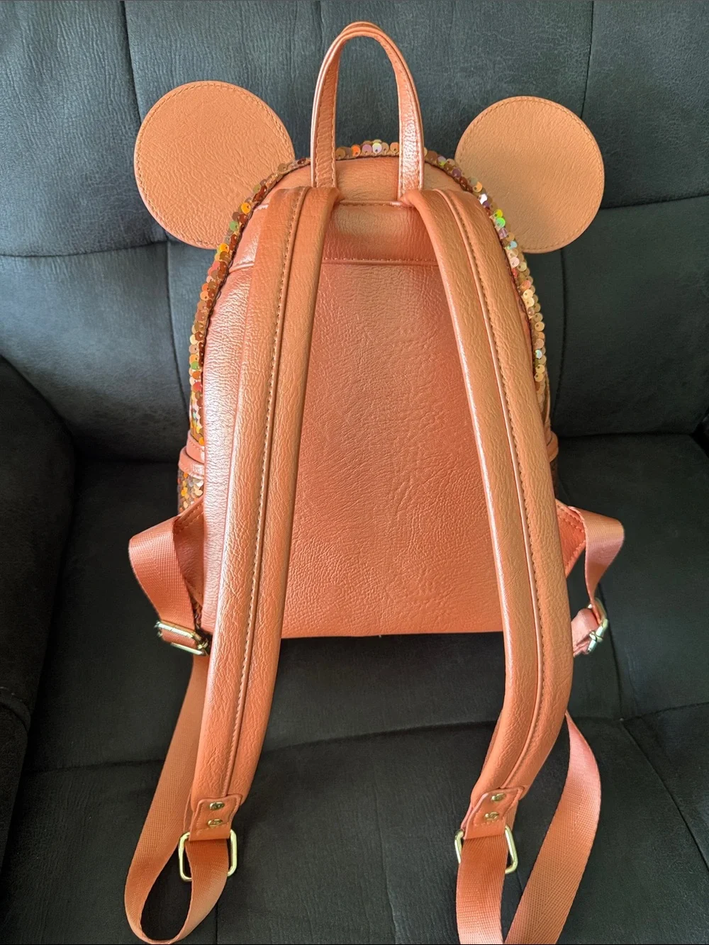 Loungefly Kids Copper Sequin Minnie Ear Mini Backpack
